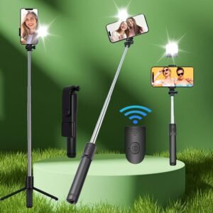 1pc Universal Wireless Selfie Stick with Wireless, Portable Anti-Shake Stabilizer, 360-Degree Rotation, Tripod Stand, Rechargeable 30mAh Battery, USB Charging, ABS Phone Holder for Vlogging and Live Streaming