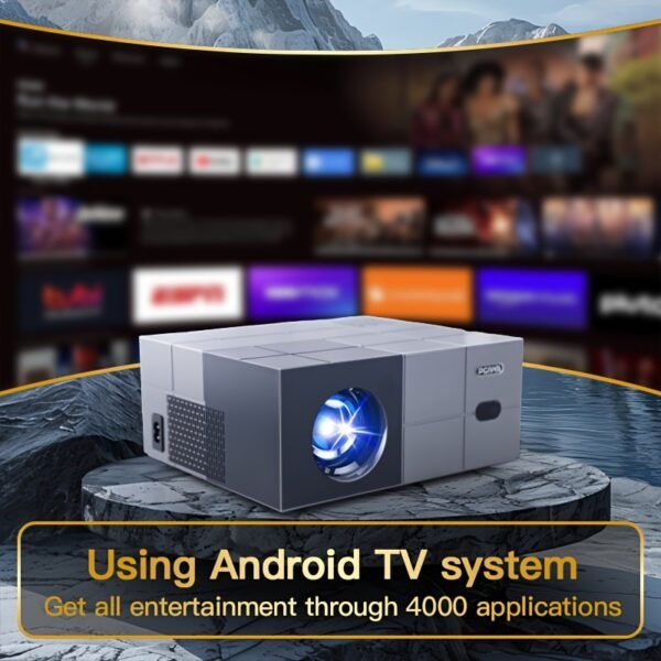 PGIVDA 4K Android Smart Projector, Apps Installable, Full HD 1080P 500 ANSI Lumens, Motorized Focus, One-Click Focus, Same Screen, Wireless, Compatible with HDTV, PS5, Laptop, Desktop - Image 3
