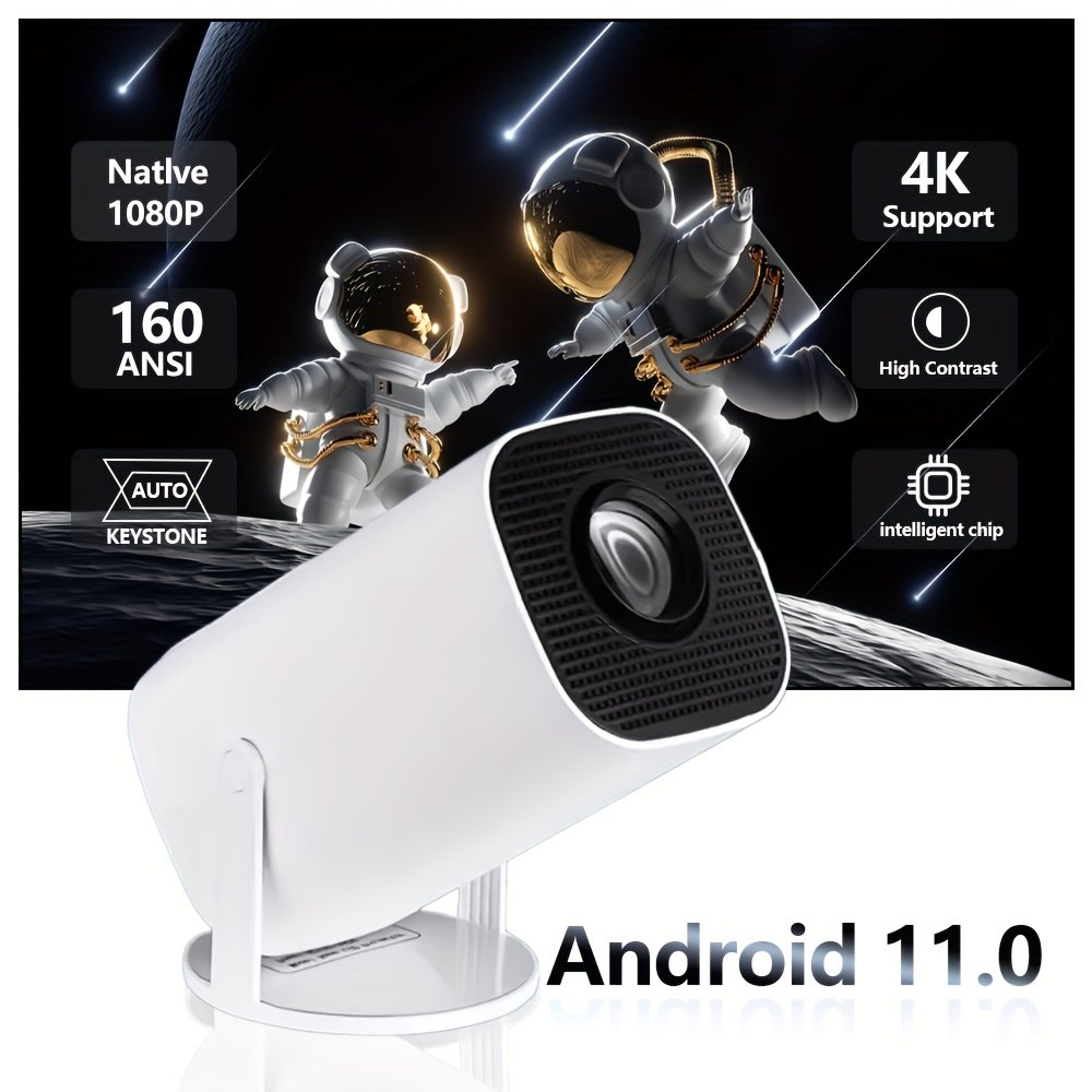 YLEEGS Mini Projector, 250 ANSI Lumens, 4K Support, Android 12, Table Mount, 3D Ready, LCD Display, USB/Wi-Fi 6/5.0 Connectivity, 16:9 Aspect Ratio, 1280x720 Native Resolution, Tabletop Cinema Projector with Remote Control, European Standard Plug - Image 3