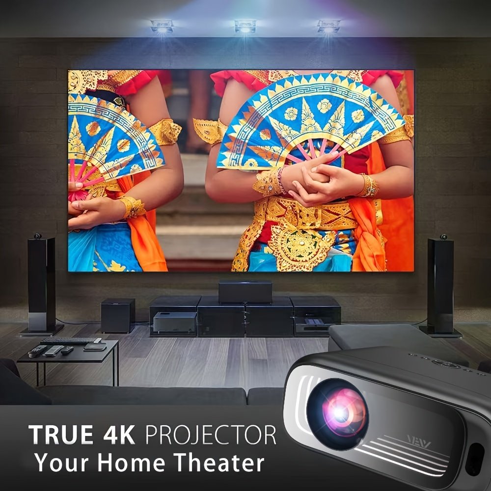 Electric Focus Native 1080P Full HD Projector, Equipped with 5G Wireless Wifi, 15,000 Lumens Brightness, 220-Inch Large Screen, Built-In Speaker, Portable Movie Projector, Suitable for Home Theater in Living Room Or Bedroom, Stylish Mirror Design, Support - Image 5