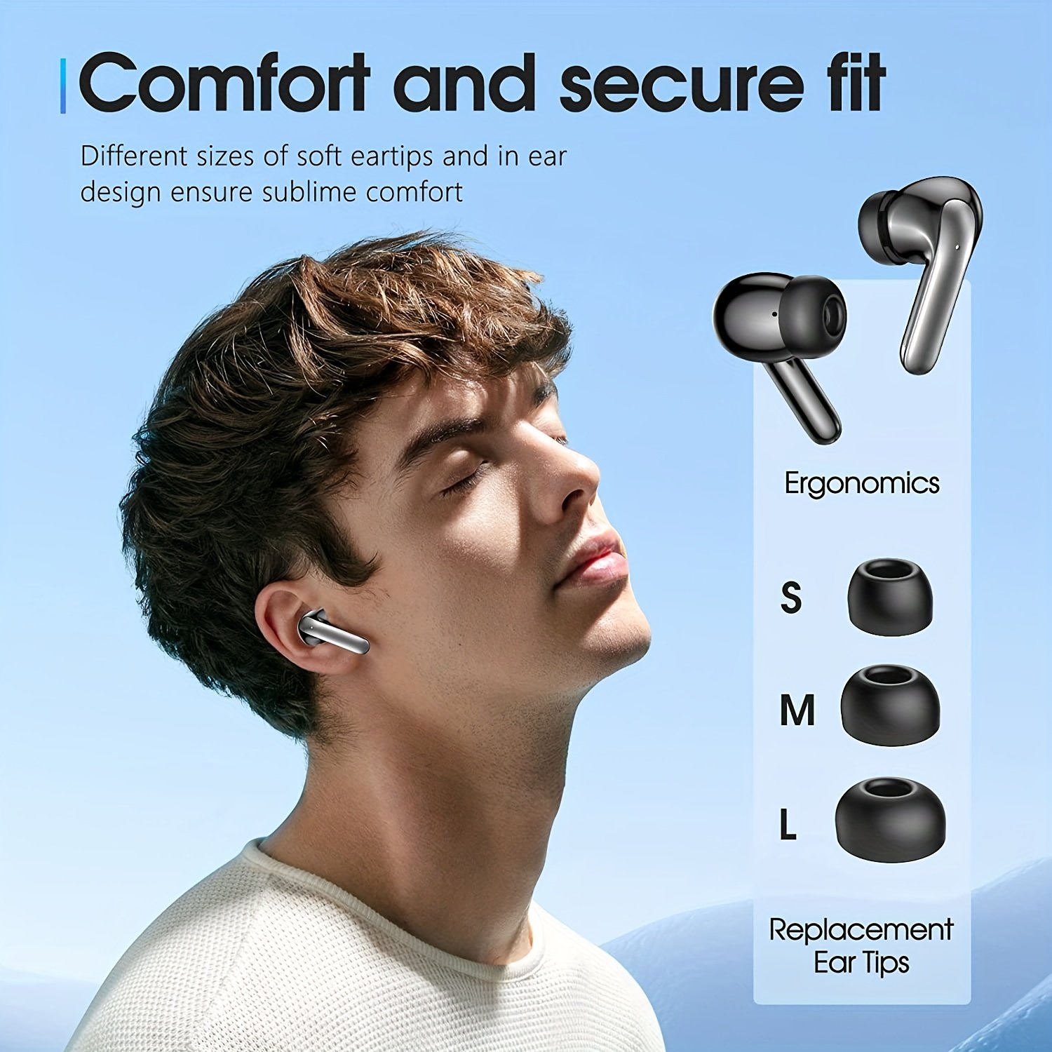 Wireless Headphones, Wireless 5.3 Headphones, 13mm Speaker, 30H Playtime, Type-C Fast Charging Box, Stereo Wireless In-Ear Headphones, Suitable for iPhone and for Android In-Ear Headphones, Gaming Business Sports Headphones with Microphone. with digital d - Image 7