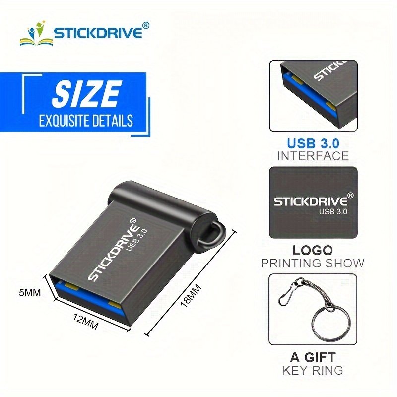 STICKDRIVE MINI USB 3.0 Flash Drive 16GB 32GB 64GB 128GB PENDRIVE Disk Memory For Key Ring - Image 2