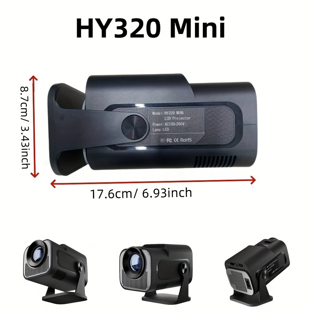 Popular HY320 Mini Projector 4K Ultra HD, Andro 11.0, Lightweight and Portable 720P 320ANSI Portable Wireless Home Cinema 180 ° Projection Multi angle Adjustment - Image 4