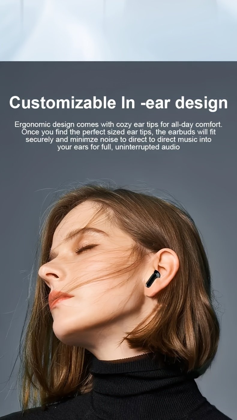 Wireless Headphones, ENC Noise Reduction V5.3 Headphones, 13mm Speaker, 30 Hours Playback Time, Built-in Noise Reduction Microphone, Type-C Fast Charging Box, Stereo for iPhone and for Android, with Digital Display - Image 13