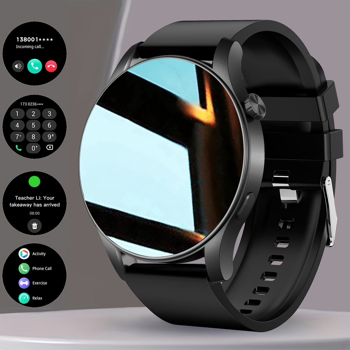 1pc V25Z Smart Watch with Call Function, Pedometer, Calorie Counter, Compatible with Android & iPhone, Wireless 5.3, USB Charging, 3.53cm TFT Screen, 360p Resolution, 90% Screen Ratio, AB5681G Chip, Rechargeable Lithium Polymer Battery, Plastic Body, Sili