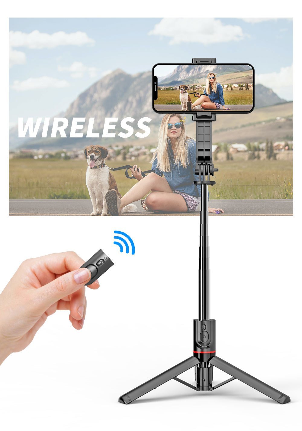 Portable 44-inch Selfie Stick Mobile Phone Tripod with Wireless Remote Control Expandable Smartphone Tripod Holder 360 Degree Rotation for iPhone 13 12 11 pro Xs Max Xr X 8 7 6 Plus, for Android for SamSung Smartphones - Image 19
