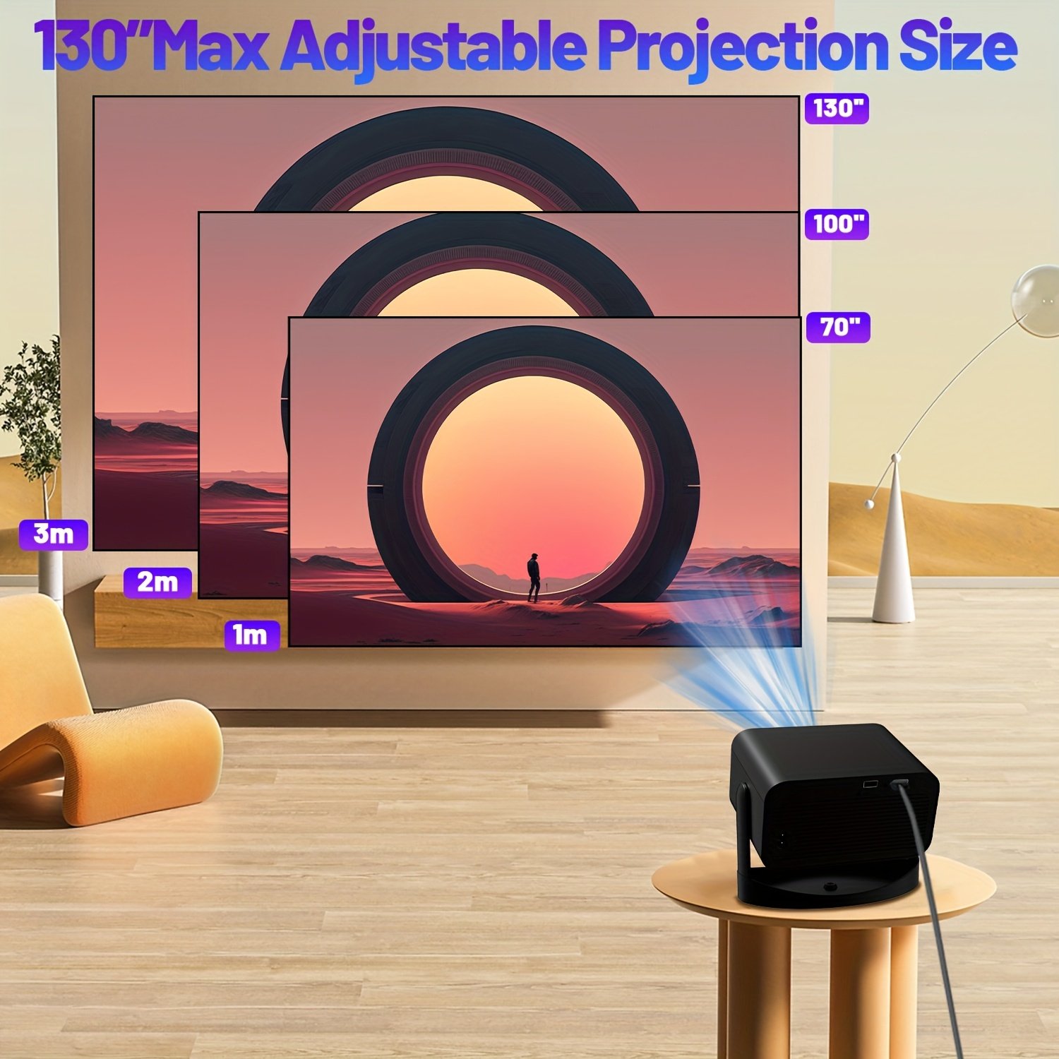 Full HD Smart Projector, Android, 5G WiFi Wireless Movie Projector, Projector Home Theater, Home Theater Projector, Projector Screen, Room Projector Connect to Mobile Phone 5G Sync, Compatible with - Image 9