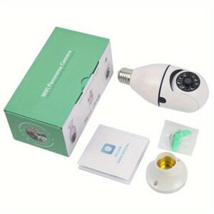 1pc Smart E27 Bulb Security Camera, 360° Rotatable, Wi-Fi Enabled, Infrared Night Vision, Two-Way Audio, Motion Sensor, Ceiling Mount, Hard-Wired 110-240V, App Control, No Battery, Non-Waterproof