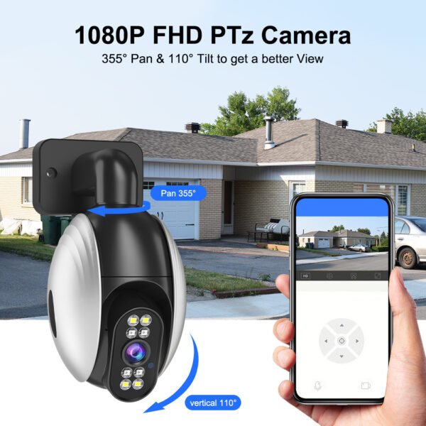 WJG 1 2-Megapixel Wireless WiFi Security Camera, IPX4 Waterproof, 355° Rotation, Color Night Vision, AI Motion Detection, Two-Way Audio, Real-Time Video Recording, Indoor/Outdoor, USB Powered, No Battery/Memory Card, Wall Hanging, LED Lights, 1080p HD Res - Image 7