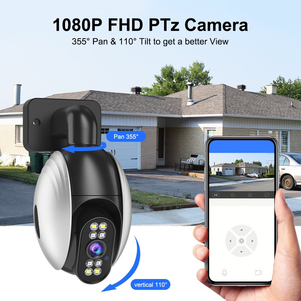 WJG 1 2-Megapixel Wireless WiFi Security Camera, IPX4 Waterproof, 355° Rotation, Color Night Vision, AI Motion Detection, Two-Way Audio, Real-Time Video Recording, Indoor/Outdoor, USB Powered, No Battery/Memory Card, Wall Hanging, LED Lights, 1080p HD Res - Image 7