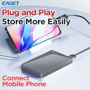 EAGET Portable External Hard Drive HDD, 250GB/500GB Capacity Storage Mechanical Hard Drive, NTFS File System, Plug And Play Game/File/Video/Music Quick Save USB 3.0 for PC, Mac, PS4/5, Xbox