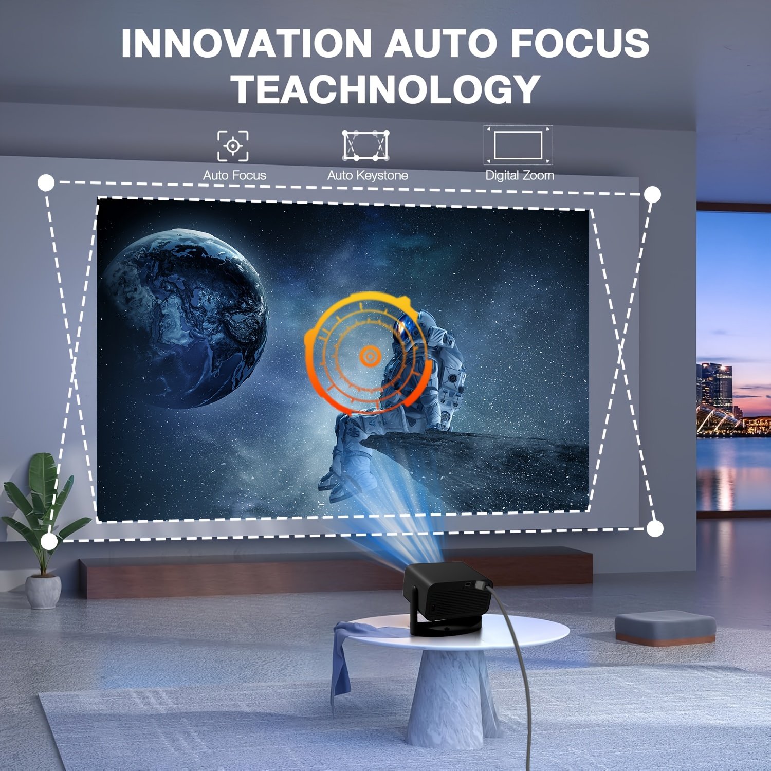 Full HD Smart Projector, Android, 5G WiFi Wireless Movie Projector, Projector Home Theater, Home Theater Projector, Projector Screen, Room Projector Connect to Mobile Phone 5G Sync, Compatible with - Image 7