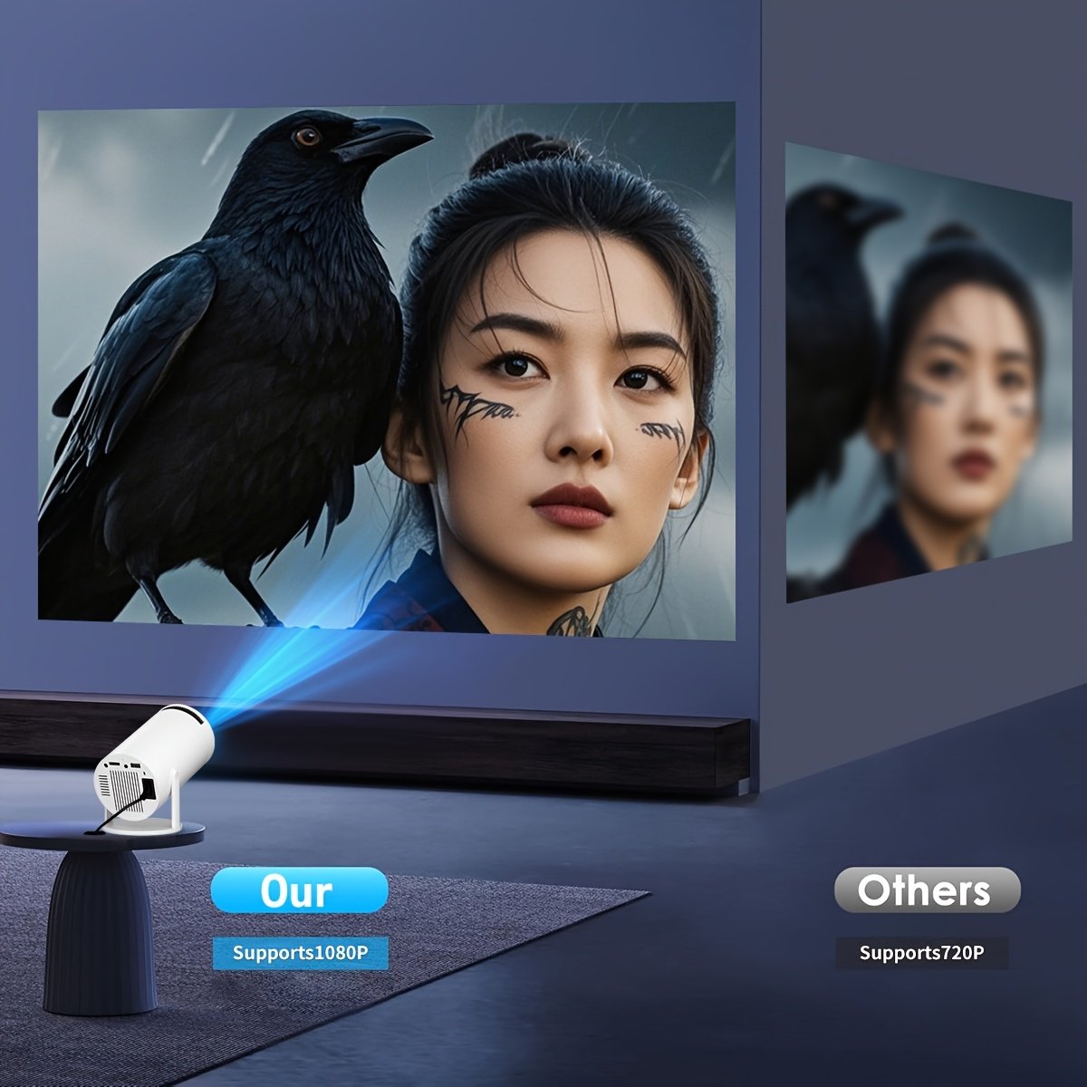 Portable Hd720P LCD Projector, Android 12, 16:9 Aspect Ratio, 100-199 Lumens, 3D-Ready, with USB Power, Remote Control, for Both Home Entertainment And Office Use, No Battery Required - Image 7