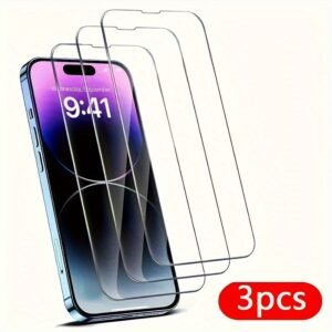 3-Pack Glossy Tempered Glass Screen Protectors, Full Coverage Anti-Fingerprint Overlay for iPhone 14/13/12/11/SE/X/XR/XS/8/7 Plus - Case Friendly, Anti-Scratch & Shatterproof