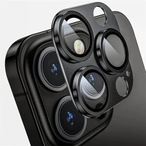 Aluminum Alloy Camera Lens Protector with HD Glass and 3M Micro-Tape, Easy Install Matte Metal Protective Film for iPhone 15 14 13 12 11 Pro Max - Full Coverage, Anti-Glare, Scratch-Resistant