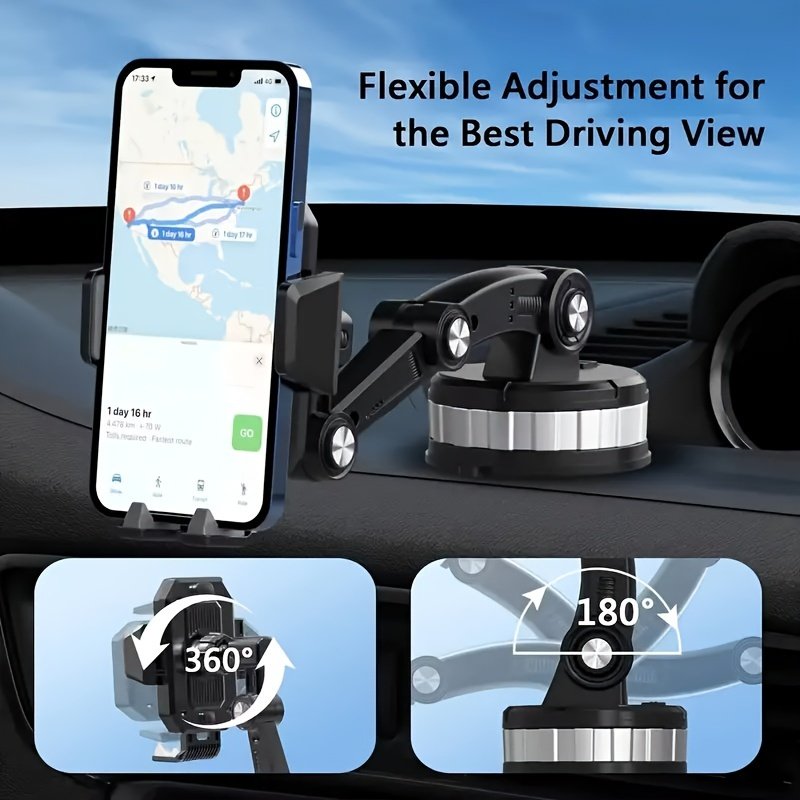 360° Rotatable Car Phone Holder – Adjustable Arm, Vibration-Proof Grip, Heavy-Duty Truck Mount, Washable Sticky Base, ABS Material, Waterproof Multi-Joint Angle Adjustment - Image 8