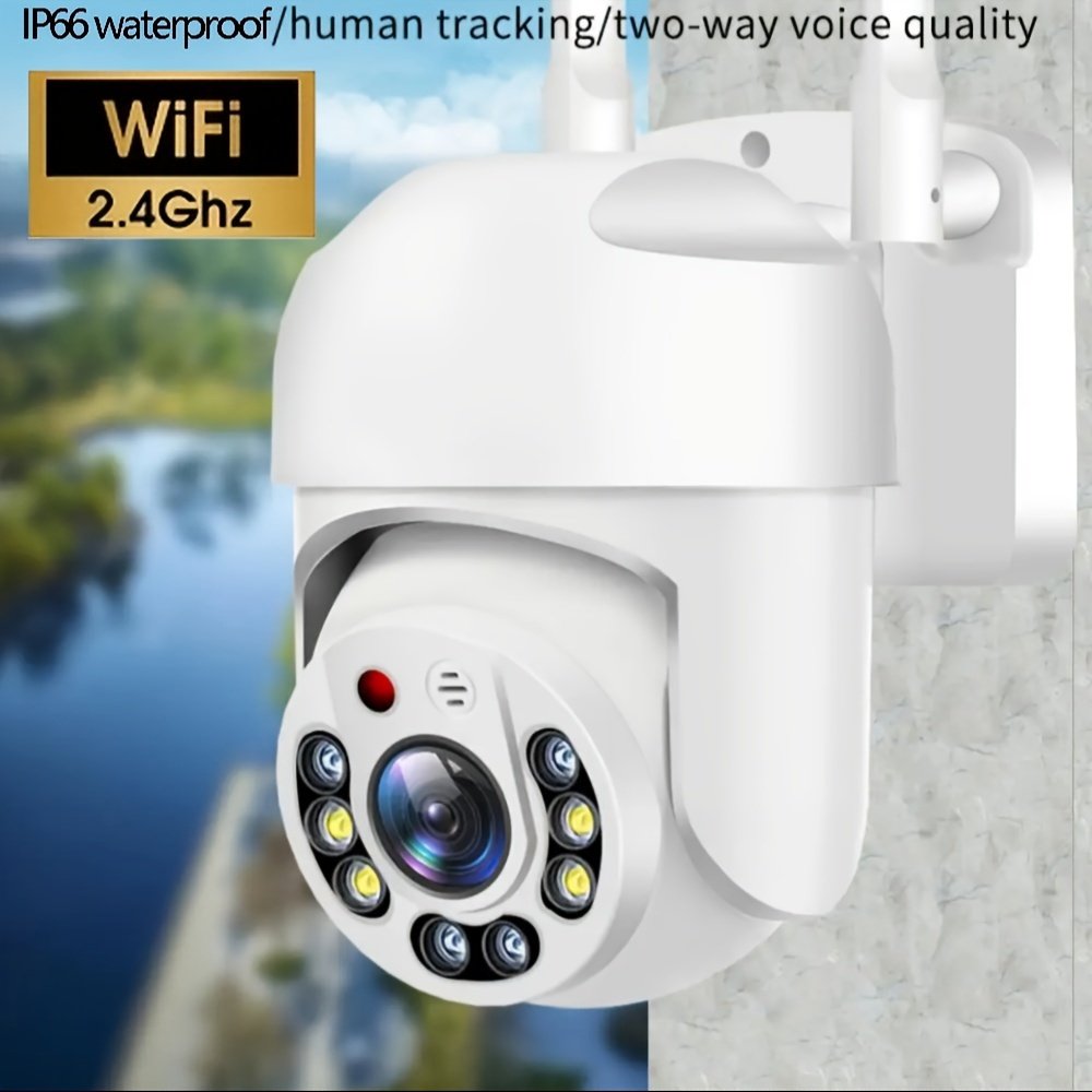 TERUHAL Outdoor Wifi Security Camera, 720p HD Night Vision, Pan-Tilt with Automatic Tracking, AI Motion Detection, Two-Way Audio, 360° Panoramic View, Wall Mount, USB Powered, Wi-Fi Enabled, Application Control, No Battery Required - Image 2