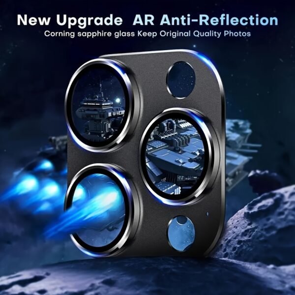 Protective Camera Lens Cover Made Of Golden Metal Ring Tempered Glass For IPhone 16 Pro Max/15 Pro/14 Pro Max/Plus/13 Pro/14/13/Mini/12/11/16/15Promax, Ultra-clear, Scratch-resistant, Easy To Install, Full Coverage Lens Protector - Image 2