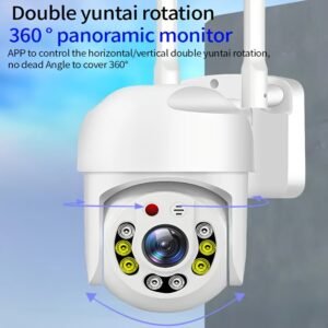 TERUHAL Outdoor Wifi Security Camera, 720p HD Night Vision, Pan-Tilt with Automatic Tracking, AI Motion Detection, Two-Way Audio, 360° Panoramic View, Wall Mount, USB Powered, Wi-Fi Enabled, Application Control, No Battery Required