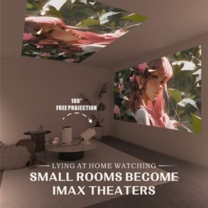 1pc Office Round Projector, Smart Wireless Same Screen 100ANSI Convenient Home Outdoor Theater 180° Projection Angle Adjustable, Compatible with AV/USB/Smartphone/Laptop, Projector that can be watched while lying at home, suitable for home movie watching,