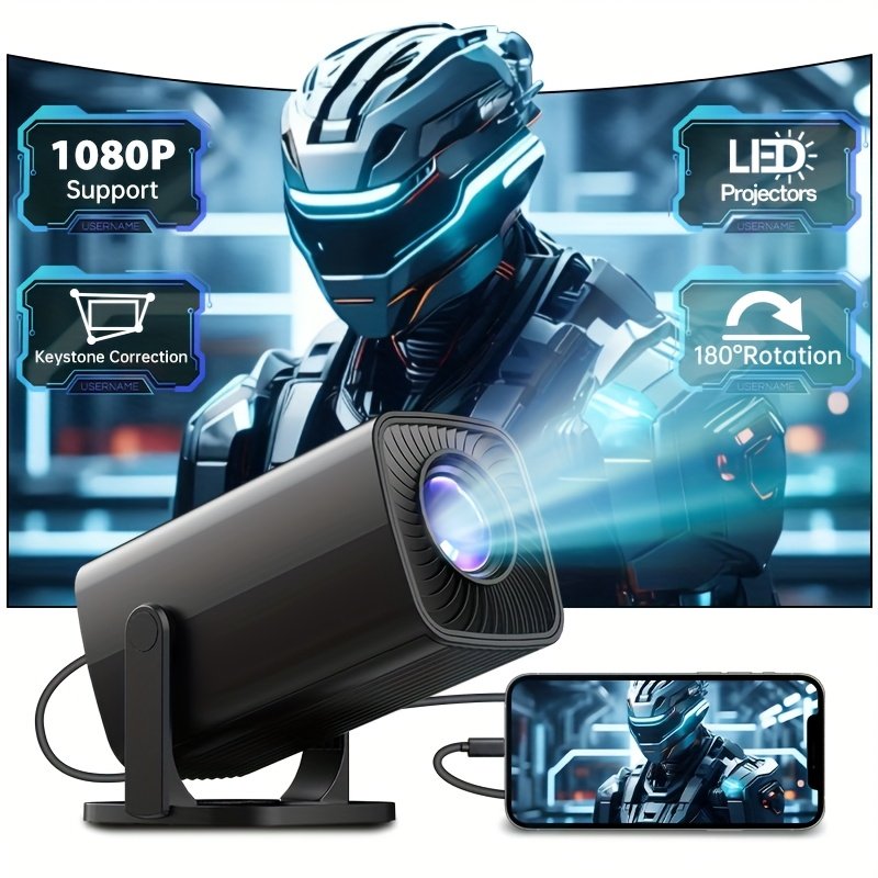 Smart HD Cost-Effective Black Projector - EU Plug, Multi-Functional Strong Projector, Suitable for Home theater, Compatible with USB, Audio, PS4, Support 1080P, Movie Projector - Image 5