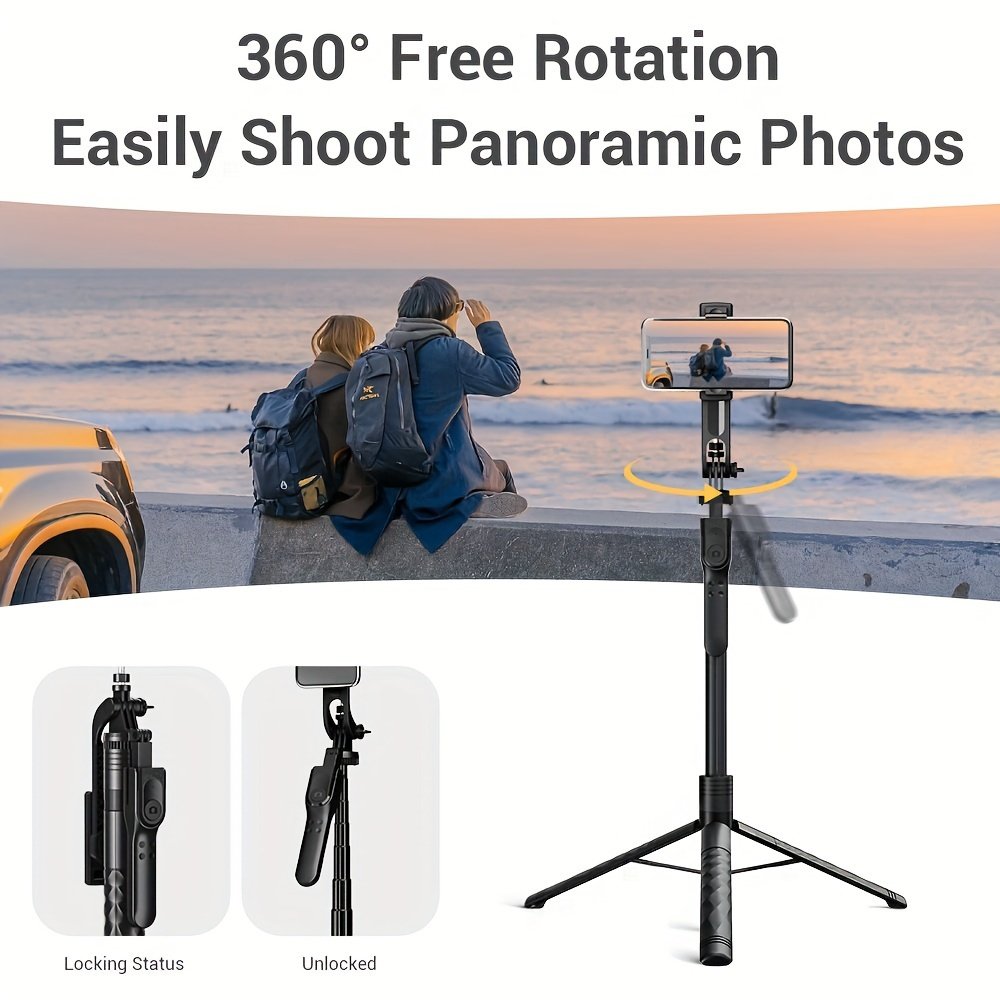 172.72cm Selfie Stick Tripod with Wireless Wireless with Remote Shutter for Android IOS Cell Mobile Phone Gimbal Stabilizer, Travel Tripod Phone holder Compatible with iPhone/Android/GoPro - Image 4
