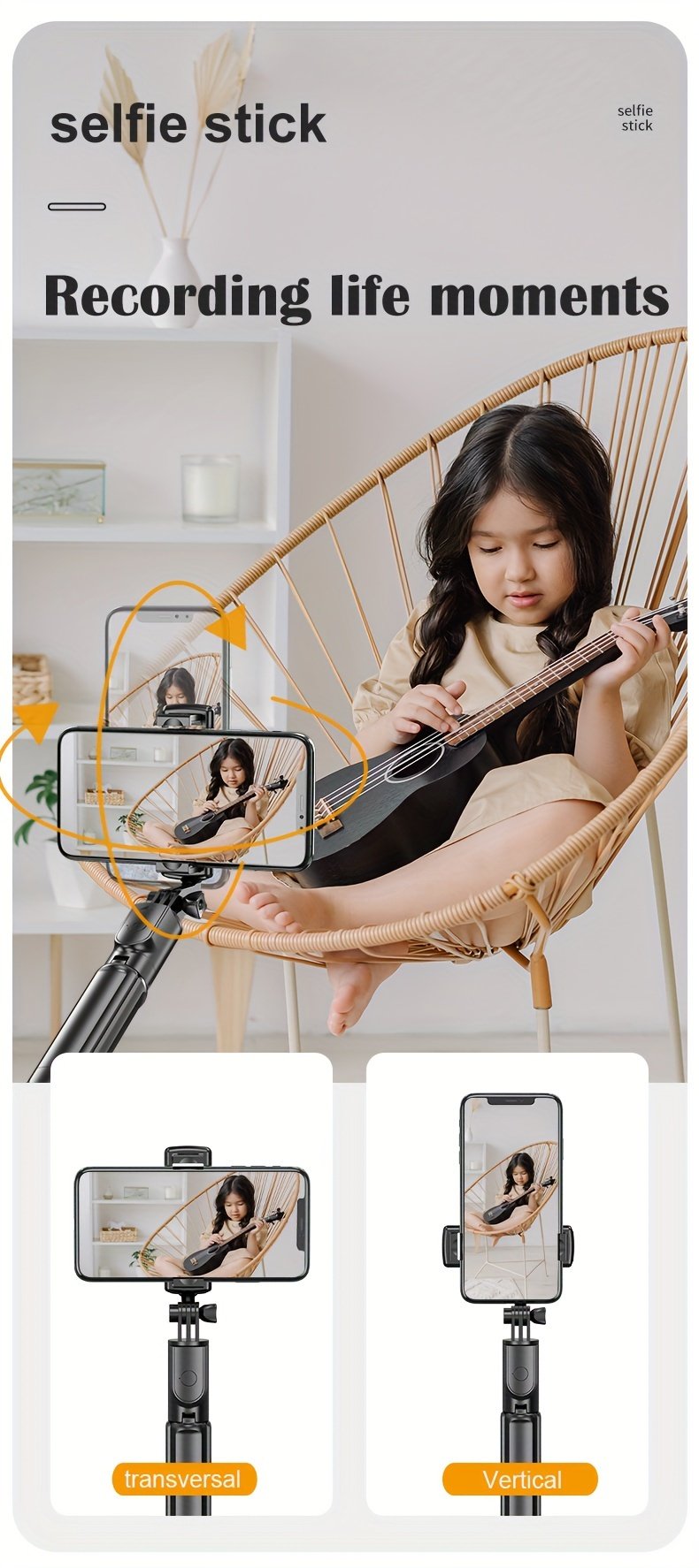 Extendable Cell Phone Selfie Stick, Smartphone Tripod Stand With Wireless Remote, 360° Rotation For IPhone/Samsung/Android Smartphones - Image 17