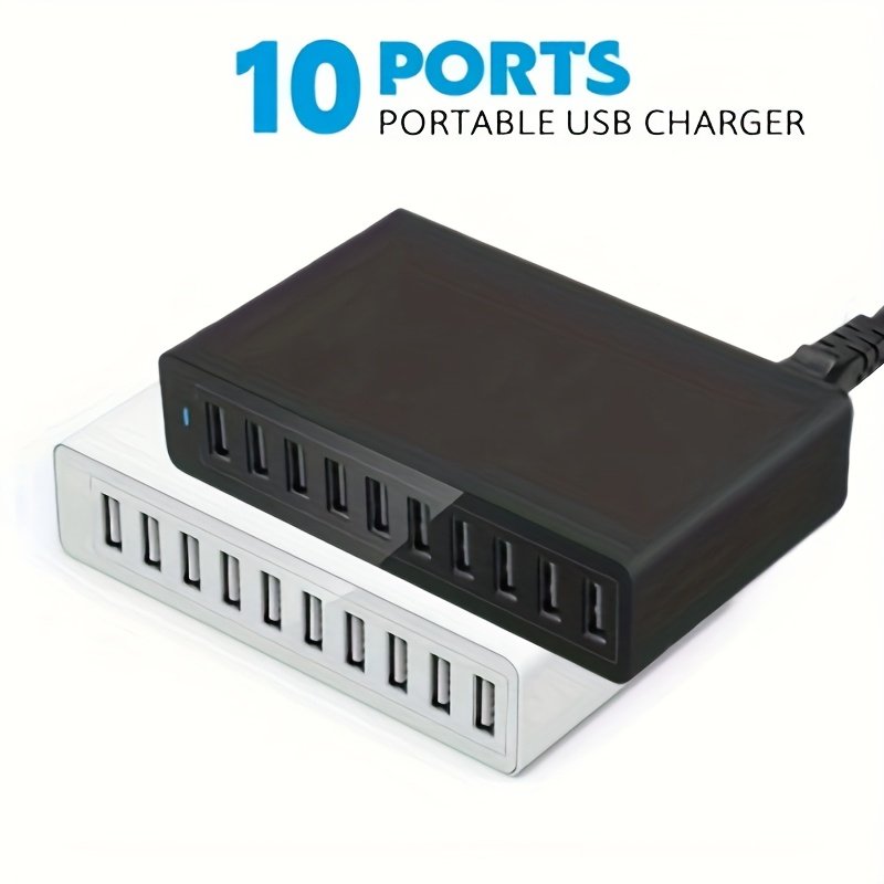 60W Fast Charging 10 Port USB Power Charging Hub PowerPort Multi-Port USB Charger EU Standard Smart Multi Protect VoltageBoost, Power Wall Station, for Samsung Tablet, iPad, iPhone and Other USB Charging - Image 13