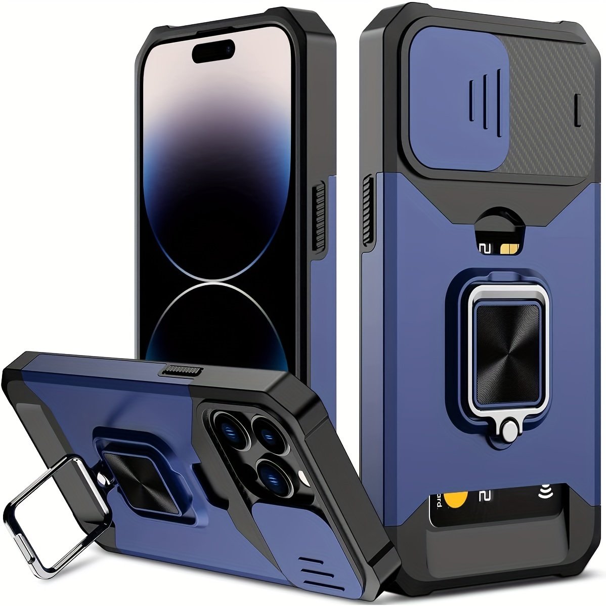 Durable and Sturdy Heavy-duty Phone Case, Suitable for iPhone 16 15 14 13 12 11 Pro XS Max Mini Designed Shock Resistant Hard Phone Case, with Metal Bracket and Card Slot, Suitable for Outdoor Work and Exploration - Image 2