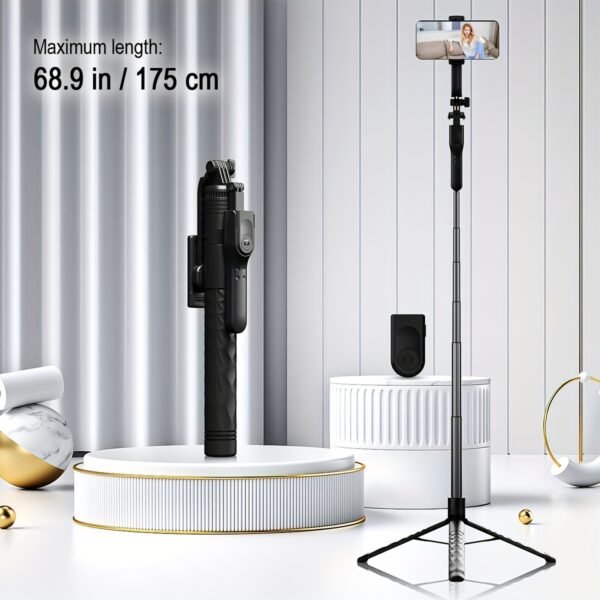 172.72cm Selfie Stick Tripod with Wireless Wireless with Remote Shutter for Android IOS Cell Mobile Phone Gimbal Stabilizer, Travel Tripod Phone holder Compatible with iPhone/Android/GoPro