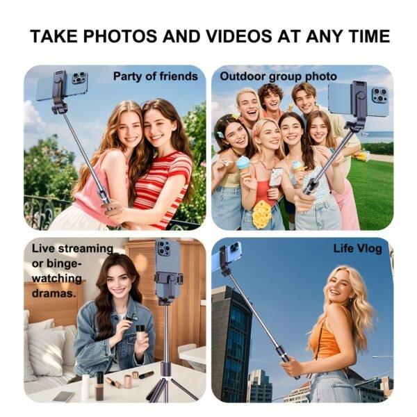 YIIOJUU 1pc 104.14cm Retractable All-in-One Smartphone Selfie Stick - 360° Rotating Tripod Holder, Wireless Remote Control, Ultra-Portable Compact Design Suitable for iPhone/Samsung/Android Phones, Perfect for Travel and Content Creation - Image 14