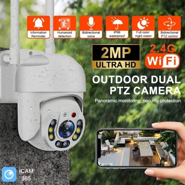 OIMLYO Smart Home Security Camera - Waterproof, PTZ, 360° Panoramic View, AI Human Detection, Two-Way Audio, Full Color Night Vision - USB Powered, Compatible with Smartphones, WiFi, Security Camera, Irregular Shape - Image 3