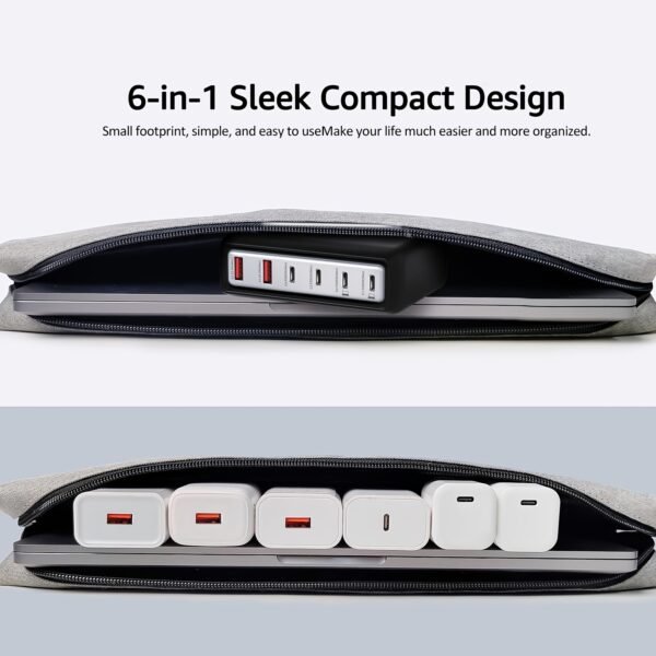 1pc 130W Cell Phone Electronics Charger Multi-functional Quick Charging Station with 2-Port QC 3.0 USB 4-Port Type-c Quick Charger for Smartphones, Laptops, Watches And Other USB Devices - Image 13