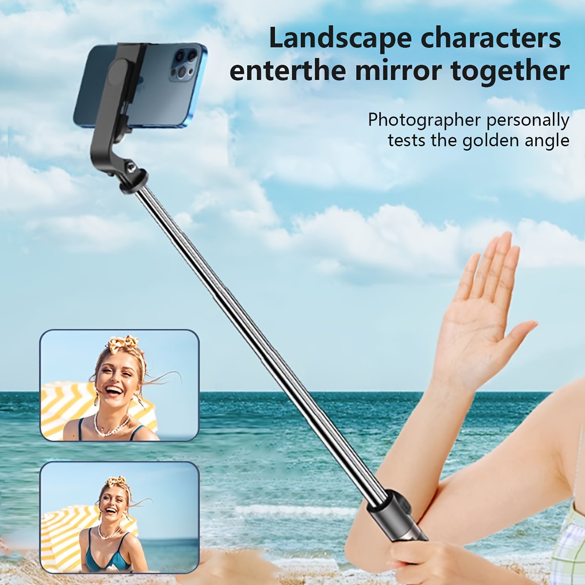 1pc 360° Rotatable Wireless Selfie Stick Tripod, Panoramic Smartphone Stand for Travel, Outdoors, Live Streaming & Video Recording, Plastic, Battery Powered, Non-rechargeable Button Battery, ≤36V - Image 16