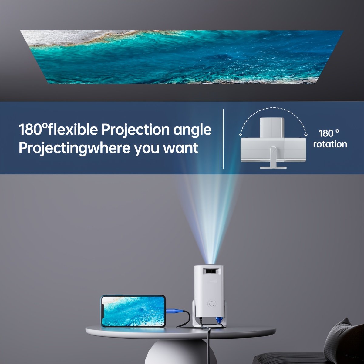 2025 Smart Portable Mini Projector with a 180° Flexible Projection Angle, Suitable for Home Theaters, Compatible with USB, AV, TV Box, Laptops, And SD Memory Cards - Enhance Your Movie, TV, And Gaming Experience for Office, School, And Meetings. - Image 13