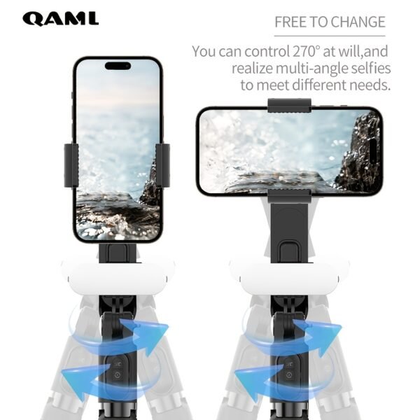 QAML A6 2024 Handheld Gimbal Stabilizer with Selfie Stick Tripod Stand, Wireless Wireless Remote, 1-Axis for Smartphone, 400mAh Rechargeable Lithium Polymer Battery, USB Charging, ABS Material, Compatible with iPhone & Android Devices - Image 8