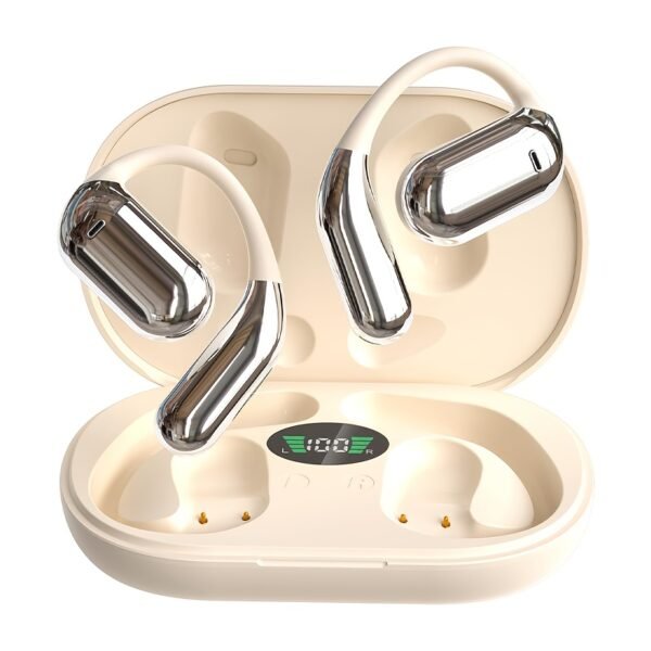 Wireless Headphones with Open Ear Design, Sport Earbuds Featuring Touch Volume Control, Built-In Microphone, And Ear Hooks. They Offer 50 Hours of Playtime And Come with an LED Display Charging Case, Ideal for Running And Fitness, Available in Black And W - Image 8