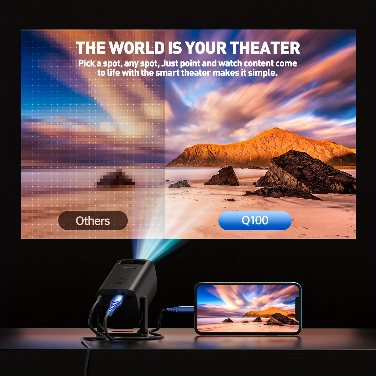 Smart HD Cost-Effective Black Projector - EU Plug, Multi-Functional Strong Projector, Suitable for Home theater, Compatible with USB, Audio, PS4, Support 1080P, Movie Projector - Image 11