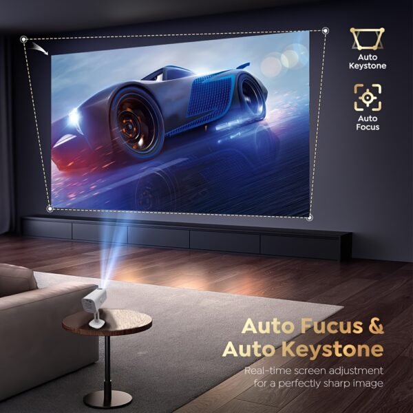 Portable Extendable Mini Projector, 4K 1080P Full HD LCD Screen, with Wi-Fi, 300-Inch Display, 30,000 Lumens, 180° Rotating, Table Mount, Remote Control, 16:9 Aspect Ratio, for Office, Party, Teaching, Suitable for Ages 14+, Ideal Christmas Gift - Image 4