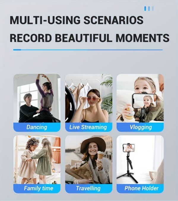 Smartphone Wireless Selfie Stick Tripod, Telescopic Rod, Floor Stand, Handheld Stabilizer, Suitable For Travel Selfie, Live Streaming - Image 10