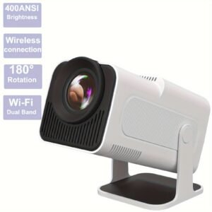 HY320 4K 1080P Portable Projector, WiFi Smart Projector with Auto Keystone, 180°Rotatable, 3000+ Lumen, 16:9 Aspect Ratio, LCD Display, Networkable, European Two-pin Plug, 110V/220V Operating Voltage