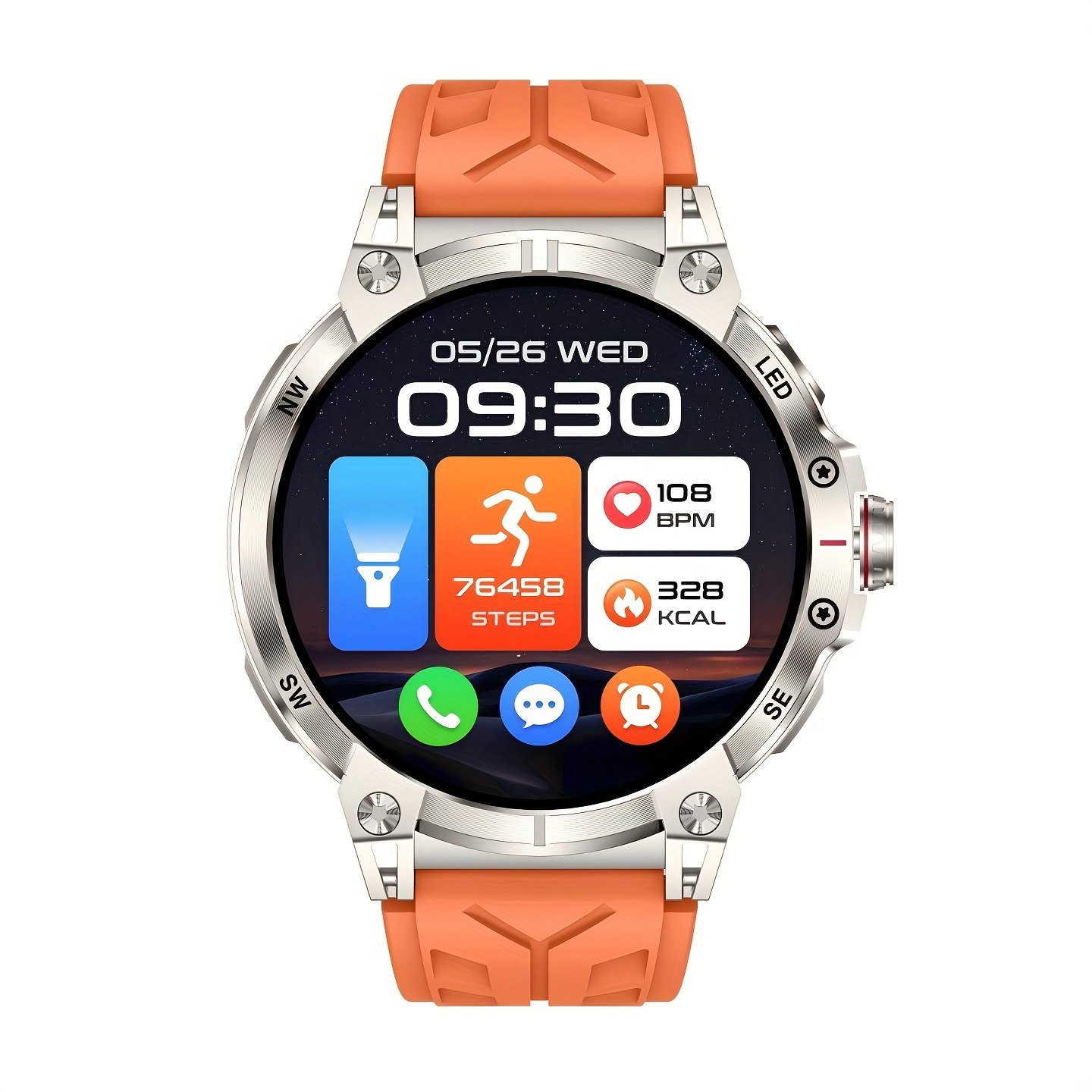 1.85 Inch Large Screen Smart Watch - 55mm - IP68 Waterproof Smart Watch for Men - 760mAh Large Battery - 100+ Sports Modes Activity Tracker - Wireless Calling and Answering - Sports Bracelet with LED Light - Compatible with Android/iPhone - Gift for Men - Image 6