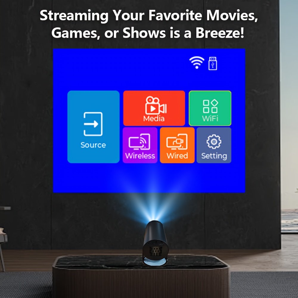 Portable HY300 Mini Projector with Dual WiFi - HD Display, USB Powered - Ideal for Home, Office & Dorms, Perfect Christmas Gift, Black - Image 3