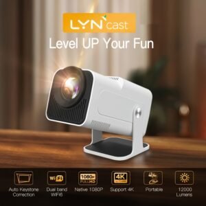 Portable Mini Projector with WiFi6 Native 1080P Support 4K Smart Home Theater Proiector with Android 11 180° Rotation Outdoor Cinema Auto Keystone Correction Compatible with Phone/Tablet/Laptop LYNCAST, Lyncast