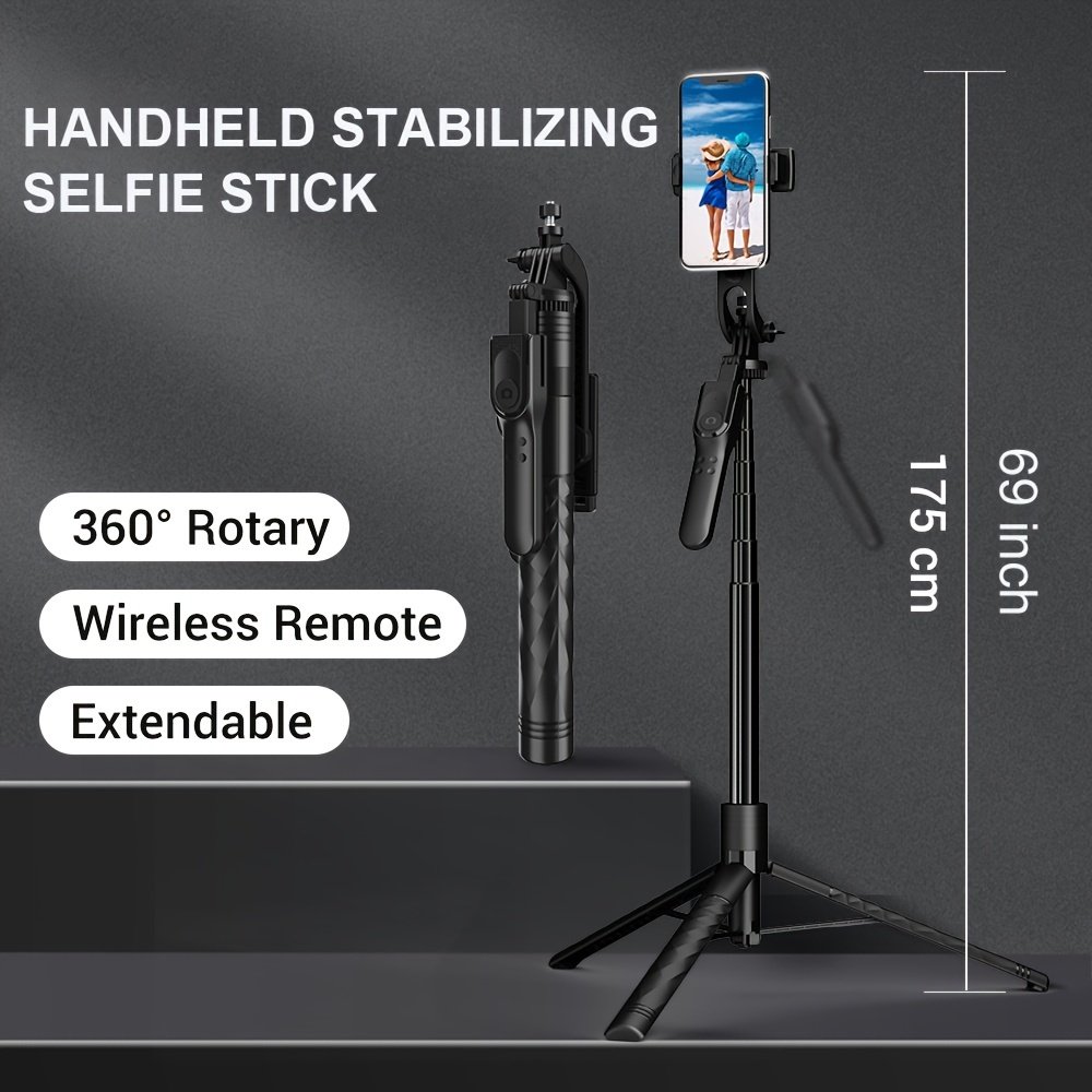 Smartphone Wireless Selfie Stick Tripod, Telescopic Rod, Floor Stand, Handheld Stabilizer, Suitable For Travel Selfie, Live Streaming