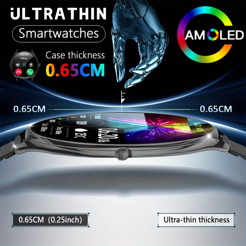 Stylish Ultra-thin Smart Watch Gift For Men And Women, Featuring A 1.43-inch Full Touch Screen, With SMS And Call Functions, Compatible With Android/iPhone, Fitness Activity Tracker Watch, Multiple Sports Modes, Pedometer, Distance, 100+ Sports Modes - Image 2