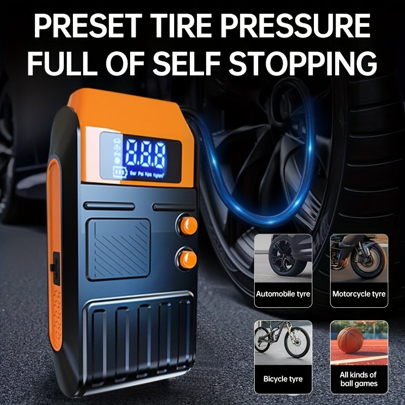 1pc 12V Portable Car Jump Starter with Air Pump, 5-in-1 Lithium Battery Booster, 150 PSI Tire Inflator, USB Powered Rechargeable Battery Pack, Emergency Vehicle Power Supply - Image 7