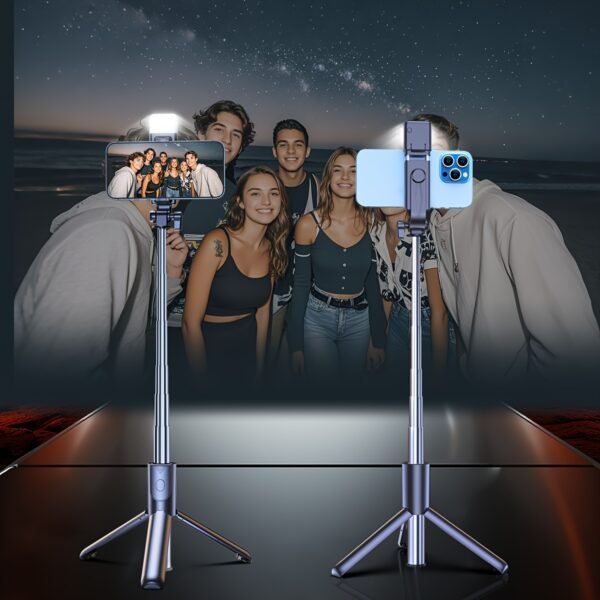 [1pc Multifunctional Selfie Stick Tripod with Fill Light] Multifunctional Selfie Stick Tripod with Fill Light, Universal Smartphone Holder, Battery Powered Wireless, Adjustable Height, Plastic Material, with Non-Rechargeable Button Battery for Travel, Liv - Image 9