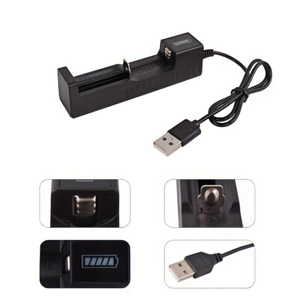 Portable USB Battery Charger with LED Indicator, Single and Dual Slot Charging, ≤36V Operating Voltage - USB Powered (Battery Not Included), Power Supply - Image 4