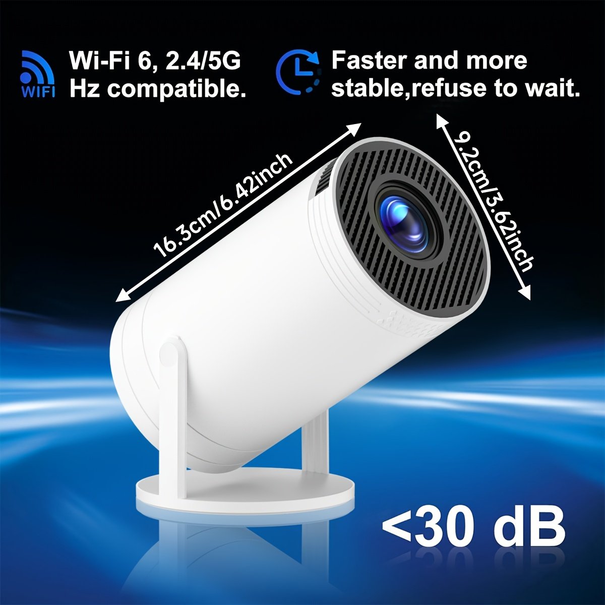 XYA Portable Mini Projector - for Android 12, Wireless 5.2 & WiFi 6, 4K/1080P Hardware Decoder, 130ANSI Brightness, Auto Keystone Correction, Fast Focus for Smartphones, PCs & Home Theater - Sleek Design with Remote Control - Image 6